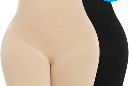 2 Packs Tummy Control Shapewear Shorts Faja Body Shaper for Women High-Waisted Thigh Slimming