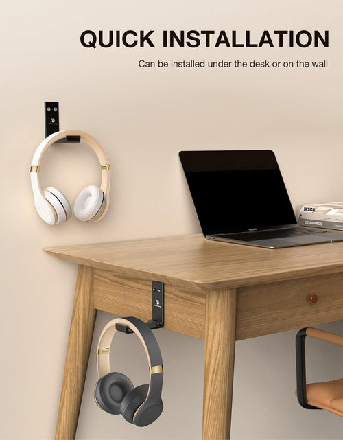 Load image into Gallery viewer, Headphone Stand Hanger Foldable Wall Hooks, save Space Durable Aluminum Headset Stand Holder for Universal Gaming Headset, Strong Adhesive, Black
