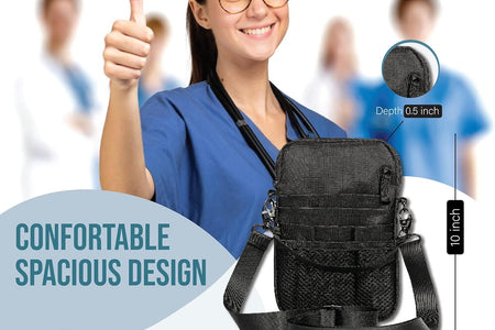 4-In-1 Nurse Fanny Pack with Medical Gear Pockets, Tape Holder, and Utility Storage for Stethoscopes, Bandage Scissors, and Emergency Supplies, Student and Nurse Use (Black)