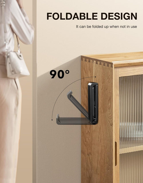 Load image into Gallery viewer, Headphone Stand Hanger Foldable Wall Hooks, save Space Durable Aluminum Headset Stand Holder for Universal Gaming Headset, Strong Adhesive, Black
