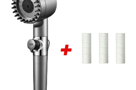 High-Pressure Shower Head 3-Mode Adjustable Spray with Massage Brush Filter Rain Shower Faucet Bathroom Accessories